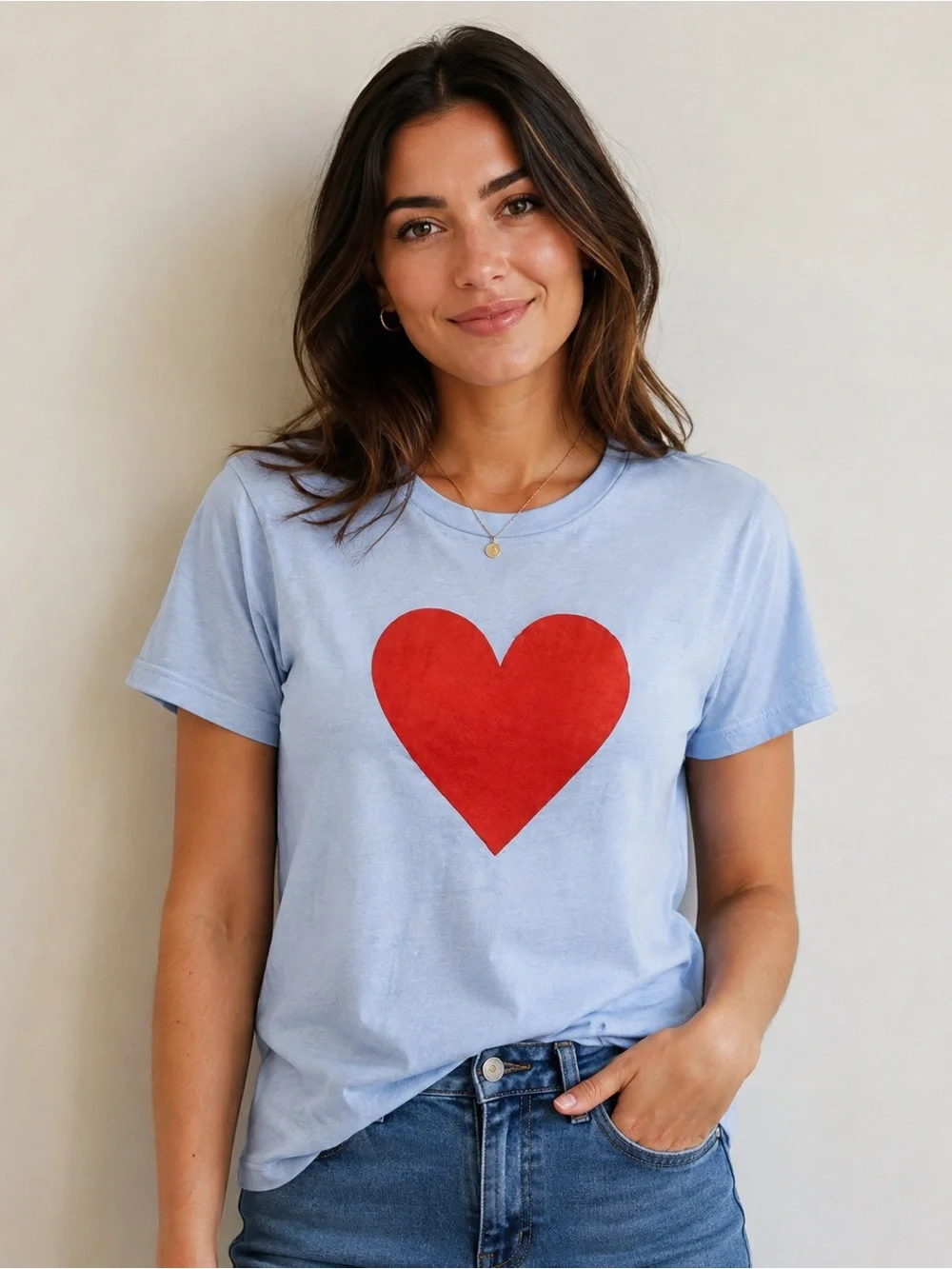 J. CREW collector preppy Graphic tee Watercolor Heart light blue color SM NWT